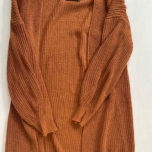 Open Front Rib-knit Cardigan